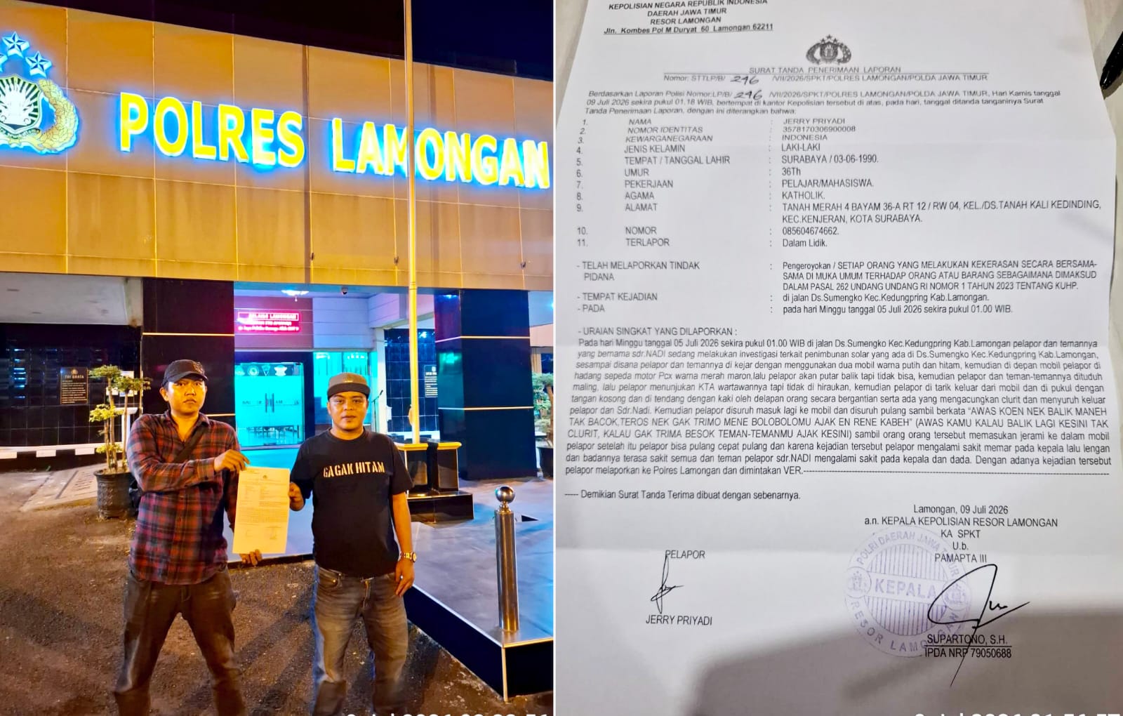 Dugaan Penimbunan Solar, Wartawan di Lamongan Dikeroyok dan Diancam Celurit